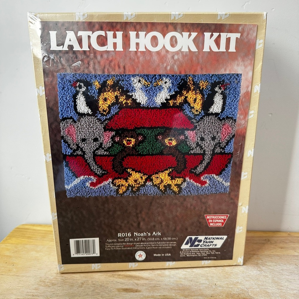 Vintage National Yarn Crafts Natura‎ Latch Hook Kit R016 Noah's Ark 20x27 SEALED